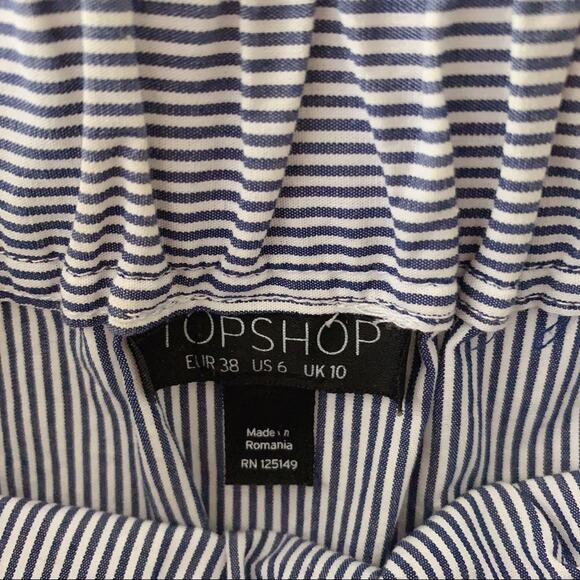 TOPSHOP Tie Sleeves Stripe Off the Shoulder Top - Picture 3 of 5